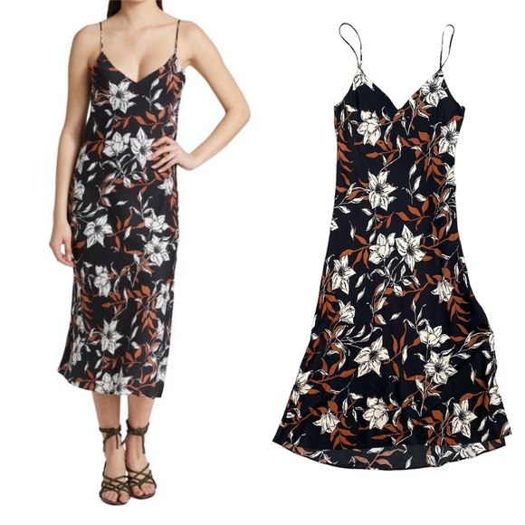 Rag & Bone Mallory Floral Silk Blend Twill Midi Slip Dress - Picture 2 of 6